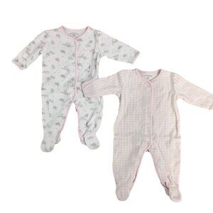 Cotton Juice 0 to 3 M Baby Girls Footie Set of 2 Pink Gingham